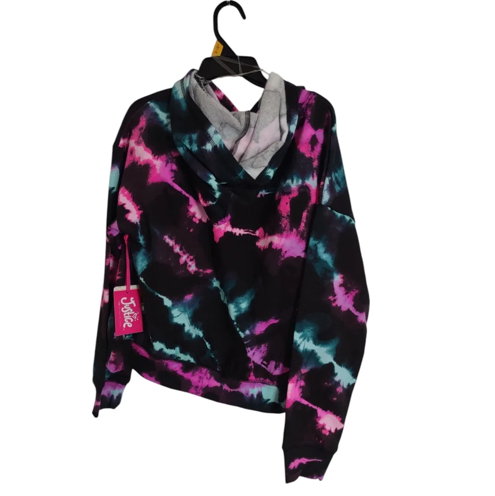 NWT Justice LG(12/14) Tie Dye Cropped Hoodie